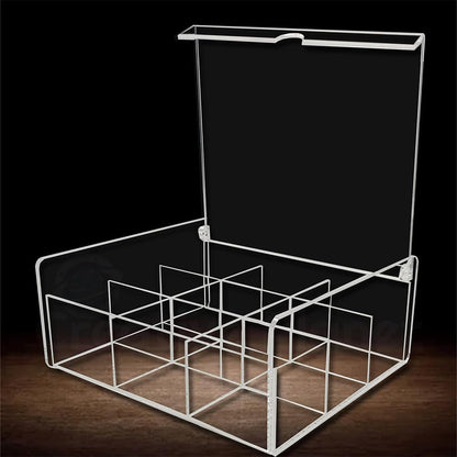 Acrylic Tea Bag Organizer Box, Clear Storage Case with Lid and 9 Compartments for Tea Bags, Packets, Condiments, or Crafts, Elegant Countertop Organizer for Kitchen or Office