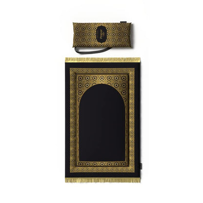 Padded Prayer Rug for Kids in a classic Gold and Black velvet, 57x95 cm, a soft and cushioned mat that provides a special and comfortable place for your child's moments of prayer