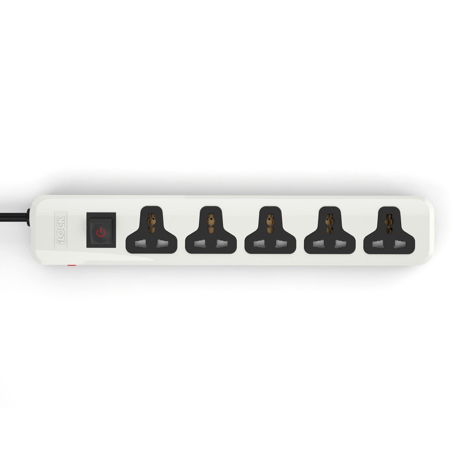 iLOCK power strip 5 universal outlets with overload switch (white)