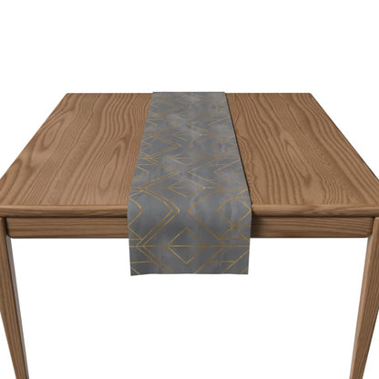 Velvet Golds Grey Runner, a Plush Decorative Centerpiece with a Sophisticated Metallic Accent, 35x140 cm, Grey & Gold, perfect for adding a Touch of Modern Glamour to your Dining Table