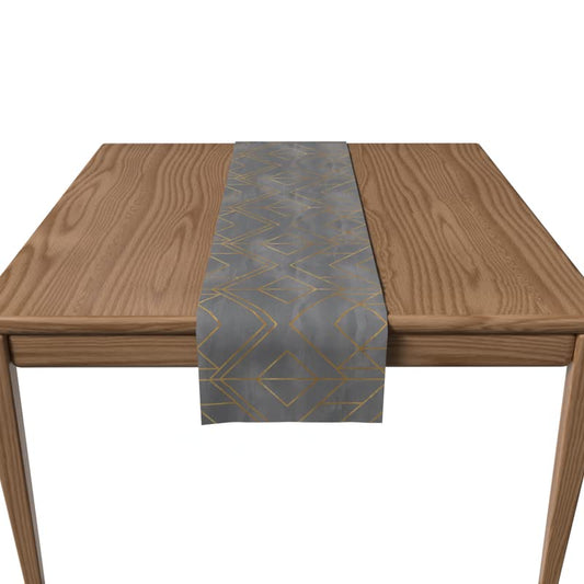 Velvet Golds Grey Runner, a Plush Decorative Centerpiece with a Sophisticated Metallic Accent, 35x140 cm, Grey & Gold, perfect for adding a Touch of Modern Glamour to your Dining Table