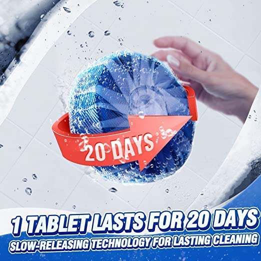 Automatic Toilet Bowl Cleaner Tablets?Bathroom Toilet Tank Cleaner?Blue Clean Bubbles,Strong Detergent Ability,Long-lasting 300 brushes,Mild Fresh Pine Scent(10 Pack)