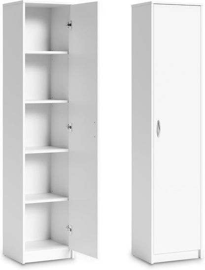 TalLMulti-Purpose Cabinet, 1.8m Height, NarroW40cm Width with 4 Shelves and White Drawer, Medium DensityWood File Organizer, Suitable for Every