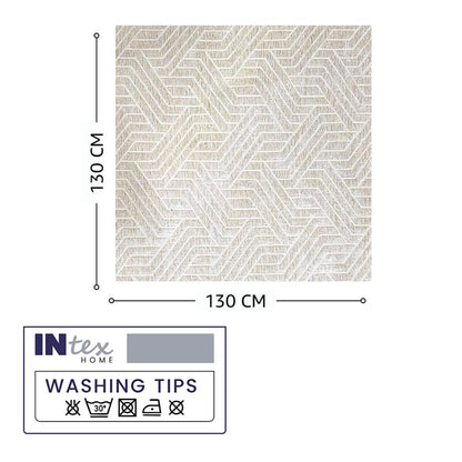 INtex Home Rectangular Tablecloth, Nadia’s Geometrical Design in Heavy Duty Linen Velvet Fabric, Soft Touch for Reception Living Room and Special Occasions - 1 Pc - 130 x 130 cm - Light Biege