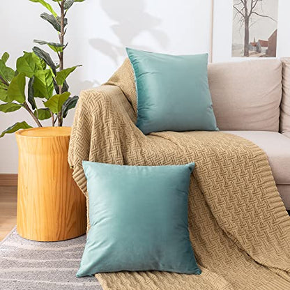 Soft Thick Velvet Throw Pillow Covers Decorative Square Cushion Cover For Couch Sofa Bedroom Living Room - set of 2 Pieces