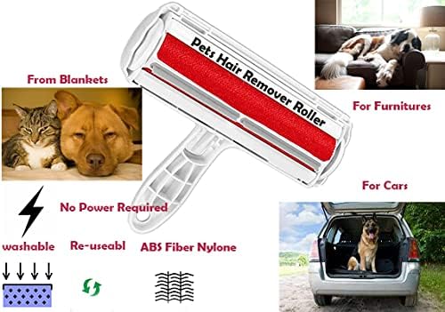 Pet Hair Remover Roller Lint Roller for pet Hair - Dog & Cat Hair Remover - Remove Dog, Cat Hair from Furniture, Carpets, Bedding, Clothing, Blankets, comforters and Perfect Fur Remover
