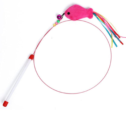 Pet steel wire feather bell fingerling funny cat stick toy