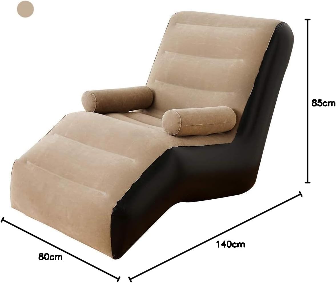 كرسي استرخاء فاخر قابل للنفخ - تصميم مريح على شكل حرف S - أريكة سرير محمولة ومريحة للشرفة وغرفة النوم وغرفة المعيشة والتخييم والاسترخاء في الهواء الطلق