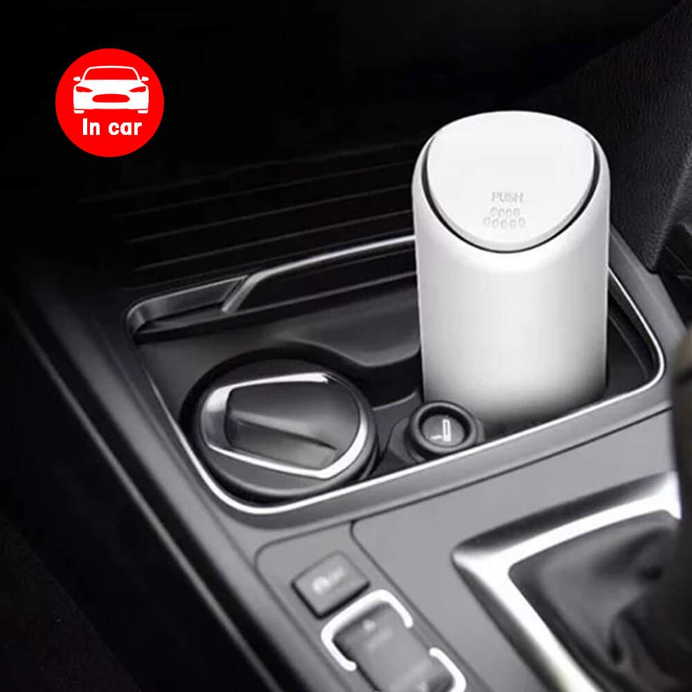 Fiexco Car Trash Can, Mini Silicone Car Accessories with lid, 100% Waterproof Automotive and Bedroom Organizer Garbage Can for Vehicle, Bedroom, and Office (White)