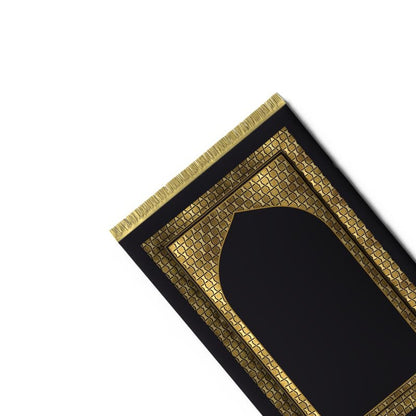 Padded Prayer Rug for Kids in Gold and Black velvet, 57x95 cm, a comfortable and soft mat with a classic design, perfectly sized to encourage and comfort young ones during prayer