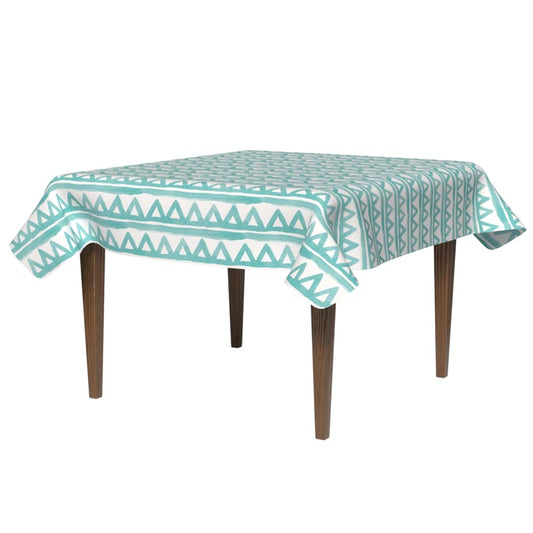 Piera Waterproof Tablecloth in Turquoise & White, a 140x140 cm Square Table Cover from Spillproof Polyester, a Refreshing and Stain-Resistant Protector for Kitchen and Dining Tables