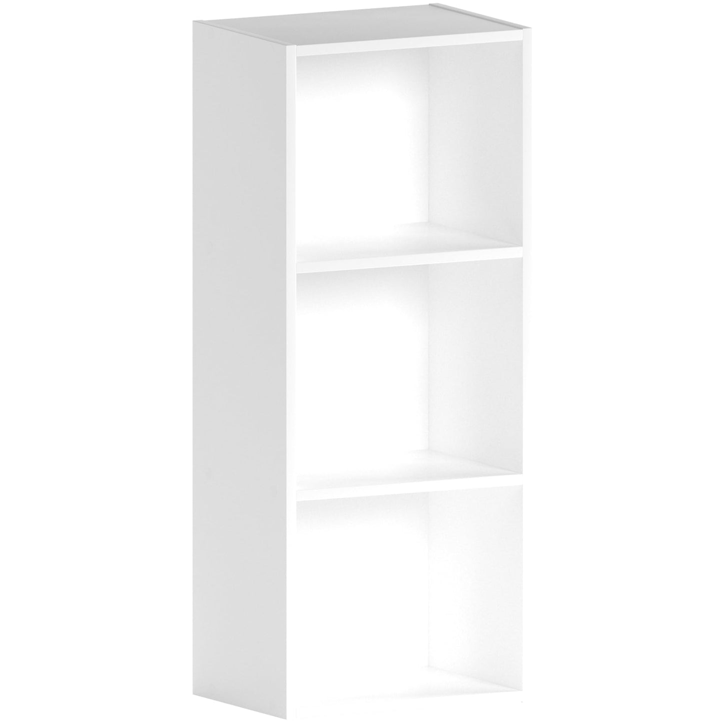 Oxford 3 Tier Cube Bookcase, White Wooden Shelving Display Unit, Modern Vertical Storage Organizer for Home Office, Living Room, or Bedroom Furniture, Tall Design