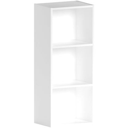 Oxford 3 Tier Cube Bookcase, White Wooden Shelving Display Unit, Modern Vertical Storage Organizer for Home Office, Living Room, or Bedroom Furniture, Tall Design