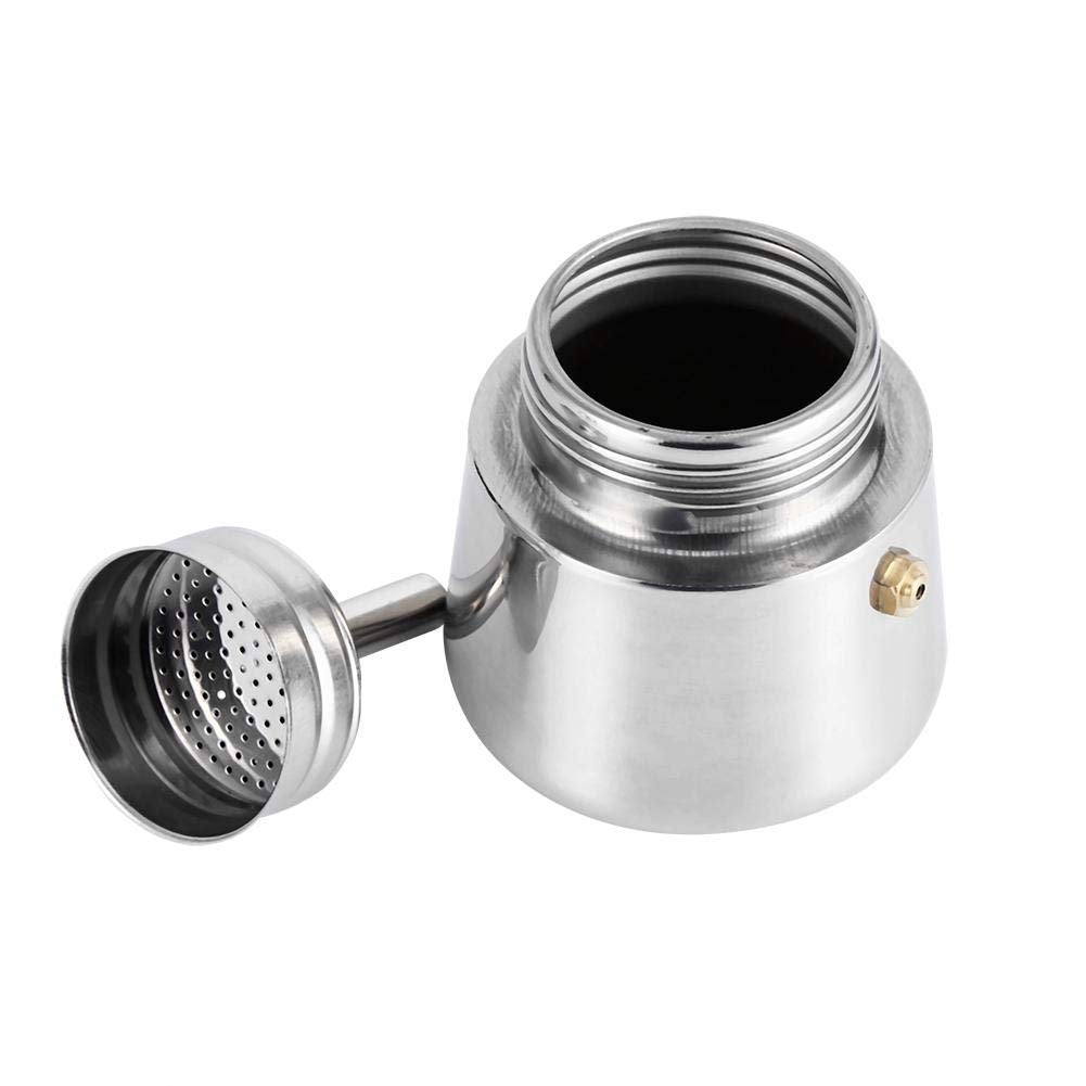 Stainless Steel Coffee Maker, 100ml/200ml/300ml/450ml Moka Pot Espresso Coffee Maker Stove for Office Use(100ml), Silver