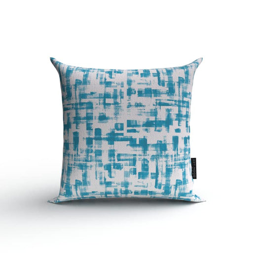 Izzy Canvas Cushion Cover in Blue & White, a durable decorative pillow with a fresh and breezy modern pattern, 40x40 cm, perfect for a coastal, contemporary, or Hamptons-style home decor