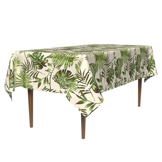Troleaf Waterproof Tablecloth, a Multicolor 140x300 cm Rectangular Table Cover of Spillproof Polyester with a Tropical Leaf Design, a Vibrant Protector for Summer Parties and Patios