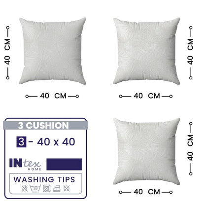 INTEX HOME Cushion Covers, Analia Floral Design, Premium Linen Velvet Fabric, Wrinkle-Resistant and Ultra-Soft, 40×40 cm, Set of 3, Grey, Decorative Pillow Covers for Sofas and Bedroom Décor