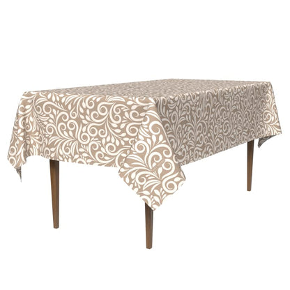 Cran Waterproof Tablecloth, a Spillproof Table Cover made from Durable Polyester Fabric, 140x300 cm, Beige & White, a Stain-Resistant Protector for Dining Room, Kitchen, or Parties