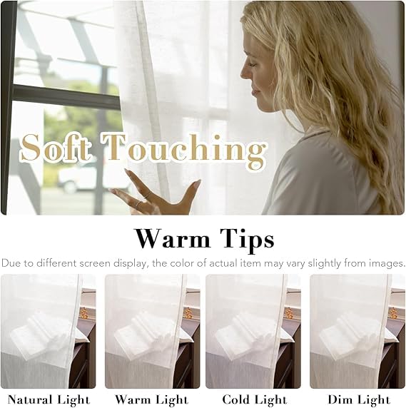 INtex CURTAINS House Semi-Transparent Linen Sheer Curtain, Lightweight Fabric with Steel Grommets, Elegant One Piece Window Panel for Living Room or Home Décor - 400 W x 270 L - Café