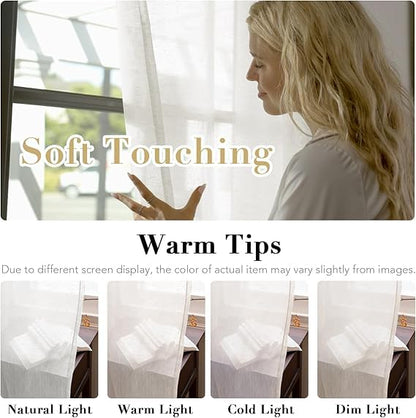 INtex CURTAINS House Semi-Transparent Linen Sheer Curtain, Lightweight Fabric with Steel Grommets, Elegant One Piece Window Panel for Living Room or Home Décor - 400 W x 270 L - Café