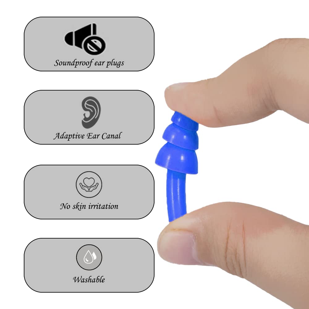 ZELHYEUU 4 Pairs Ear Plugs, Silicone Ear Plugs, Swimming Ear Plugs, Ear Plugs for Sleeping, Noise Cancelling Ear Plugs with Storage Box