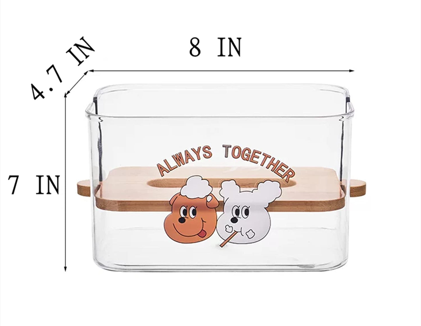 Square Tissue Holder, Facial Tissue Dispenser Box with Bamboo Cover, Rectangle Napkin Organizer Caddy for Car, Bathroom, Toilet, Kitchen, Bedroom