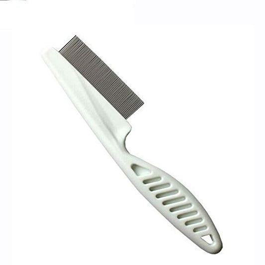 Pet hair flea comb stainless pin dog cat grooming brush clean tool
