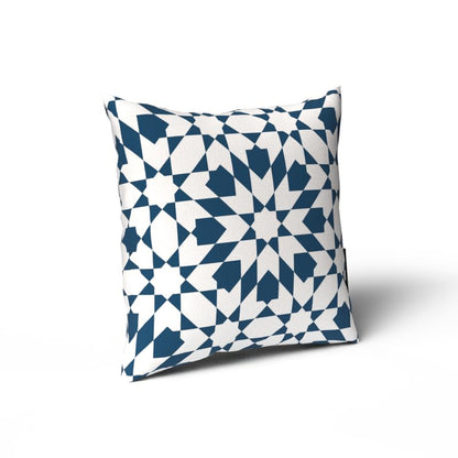 Topaz Velvet Cushion Cover in White & Blue, a luxurious 40x40 cm decorative throw pillow with an elegant pattern, perfect for adding a festive touch to your Ramadan or Eid home decor