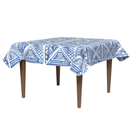 Glam Waterproof Tablecloth in Blue & White, a 140x140 cm Square Table Cover made from Chic Spillproof Polyester, a Stylish and Stain-Resistant Protector for Modern Dining Settings