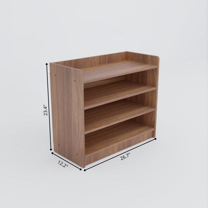 Wood Shoe Rack, Fits up to 15 Pairs, 4-Shelf Wooden Shoe Storage Organizer for Home, Knock-Down Design for Easy Assembly, Brown Finish