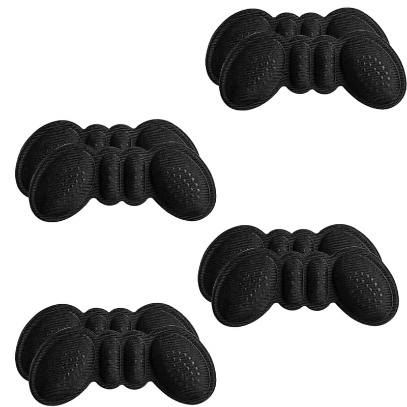 CircleM Self Adhesive Heel Pads, Silicone Heel Pads - Comfortable Heel Protectors and Prevent Painful Friction, Perfect for Improving Loose Shoe Size for Men and Women - 4 Pairs Black