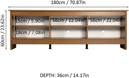 TV Stand with 6 Shelves and Organizer, Large 178cm Media Console for TVs up to 190.5 cm, SturdyWood Construction for Entertainment Center and Living Room Storage
