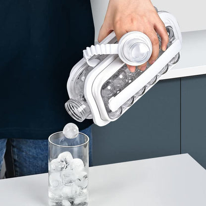 Portable Ice Ball Maker 2 in 1 Ice Cube Trays with 17 Grids Cooling Ice Pop/Cube Molds For Cocktail, Coffee, Whiskey, Hockey Champagne, Beer, Juice (White)