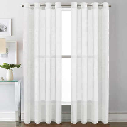 INtex CURTAINS House Semi-Transparent Linen Sheer Curtain, Lightweight Fabric with Steel Grommets, Elegant One Piece Window Panel for Living Room or Home Décor - 400 W x 270 L - Café