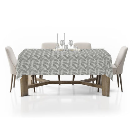 INTEX HOME Linen Velvet Table Cloth, Bella Leaf Pattern, Premium Soft Fabric, 130W×130L CM, Turquoise, Elegant Dining and Living Room Decor, Durable Protection for Daily Use and Special Occasions