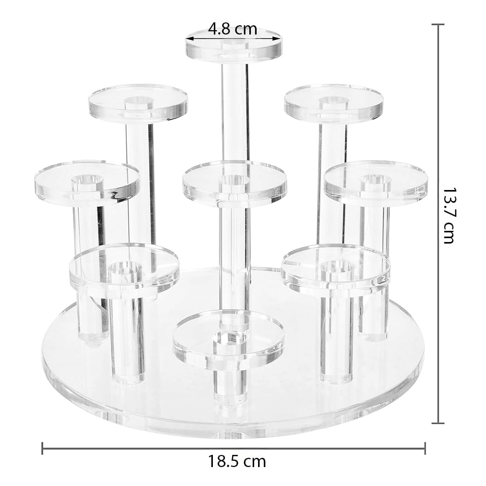 9-Tier Acrylic Ring Organizer, Clear Jewelry Display Riser Stand, Multi-Level Dresser Top Holder for Rings, Earrings and Small Accessories, Perfect for Home, Retail and Boutique Use, Clear