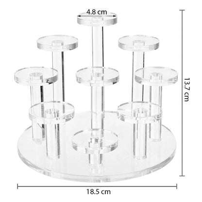 9-Tier Acrylic Ring Organizer, Clear Jewelry Display Riser Stand, Multi-Level Dresser Top Holder for Rings, Earrings and Small Accessories, Perfect for Home, Retail and Boutique Use, Clear