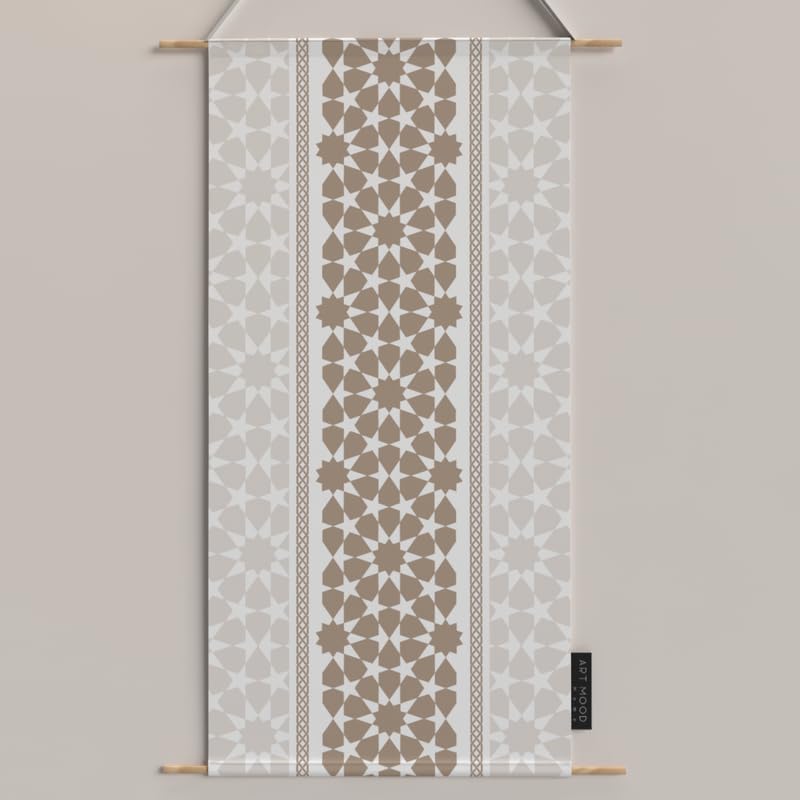 Ramadan's Unique Oasis Velvet Fabric Posters Set, a Wall Art Decor Kit for Festive Home Decor, Beige & White, a Beautiful Islamic Design for Living Room or Bedroom during Ramadan