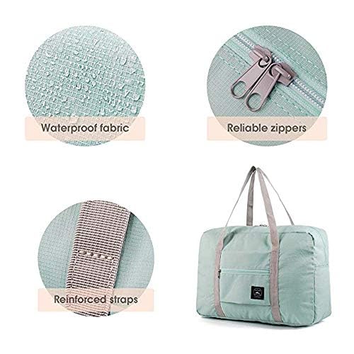 (2 Pack) Foldable Travel Duffel Bag, Waterproof Carry On Luggage Bag, Lightweight Travel Luggage Bag for Sports, Gym, Vacation, Light Blue,dark Blue, medium,