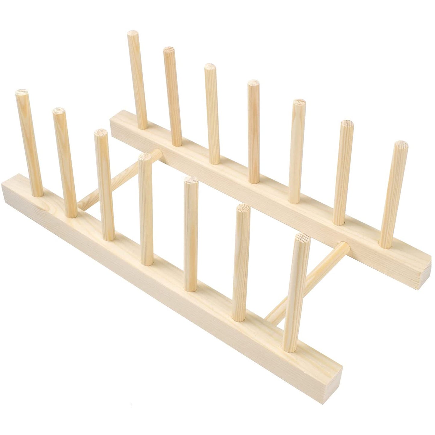 Plate Rack,Wooden Plate Stand 6 Slots Pot Lid Holder Wood Dish Racks Drainer Rack for Kitchen Cupboard Organizer Dish Plate Bowl Cup Book