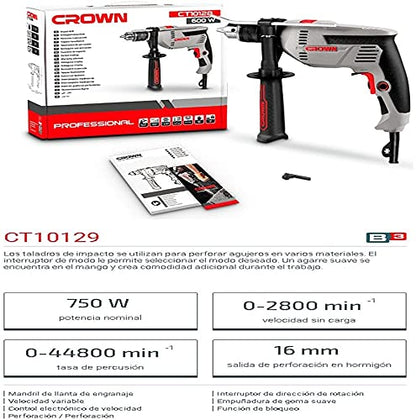 Electric Impact Drill Reversable 13mm 750W (CT10129)