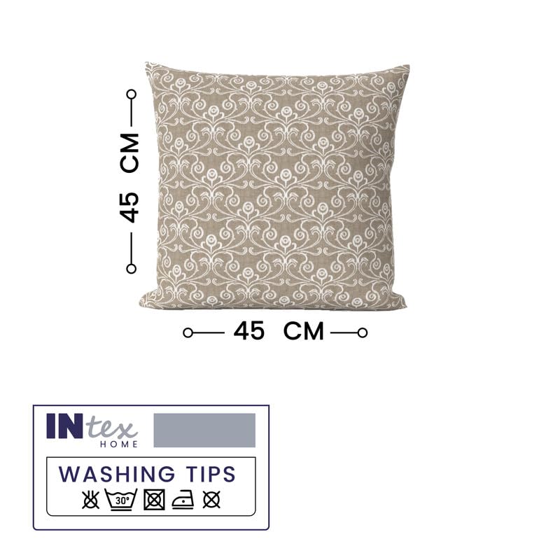 INtex Home Linen Throw Cushions with Insert Included, Meadow Breeze Printed Cushion Cover, Soft Durable Fabric for Living Room Bedroom or Sofa, Elegant Home Accent Cushions, 40 x 40 cm - Petrol Blue