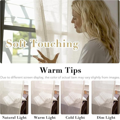 INtex CURTAINS House Semi-Transparent Linen Sheer Curtain, Lightweight Fabric with Steel Grommets, Elegant One Piece Window Panel for Living Room or Home Décor - 400 W x 270 L - Café