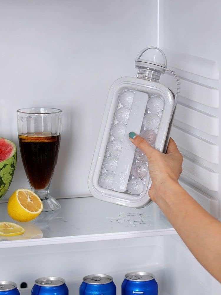 ELZ Ice Cube Trays 2 in 1 Portable Ice Ball Maker Kettle With 17 Grids Flat Body Lid Cooling Ice Pop/Cube Molds For Cocktail,Coffee,Whiskey,Champagne,Beer,Juice,Water