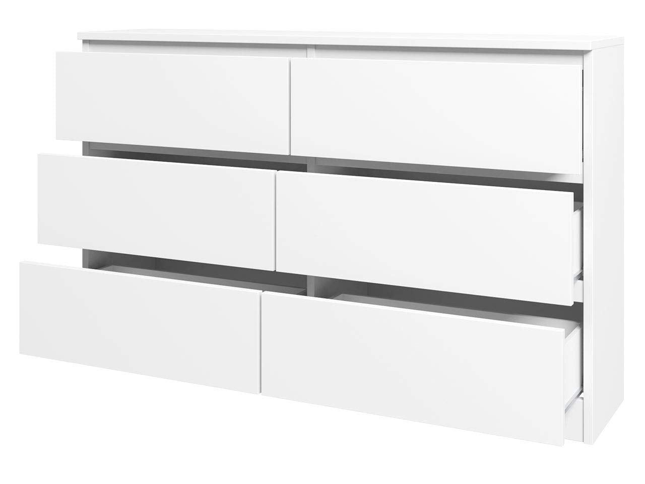 6-Drawer Chest in Black, 120cm Wide Sideboard for Living Room, Highboard Multipurpose Cabinet for Hallway or Dining Room, Modern Dresser with Sleek Design