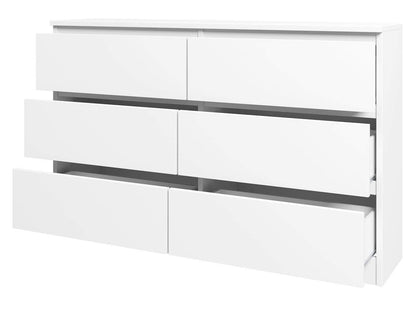 6-Drawer Chest in Black, 120cm Wide Sideboard for Living Room, Highboard Multipurpose Cabinet for Hallway or Dining Room, Modern Dresser with Sleek Design