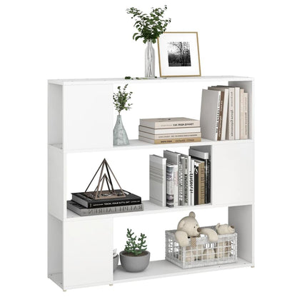 Puraday White Bookcase and Divider, 100 x 24 x 94 cm Modern Wall Shelf, Staggered Room Divider with an Elegant and Classic Design, Freestanding Geometric Storage Unit