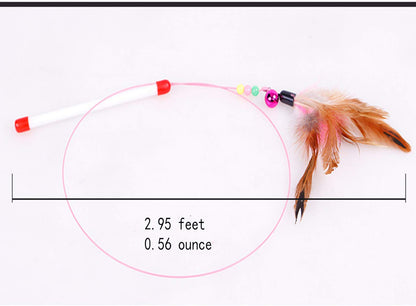 Blnboimrun 2PCS Pet Teaser Cat Toy Steel Wire Feather Interactive Cat Stick Training Kitten Wand Toys