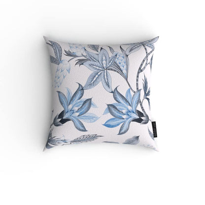 Blue Rosie Velvet Cushion Cover in Blue & White, a plush decorative pillow with an elegant floral rose design, 40x40 cm, adds a touch of timeless romance and luxurious softness to any room
