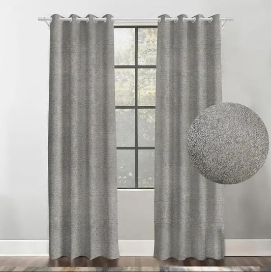 Faux Linen Textured Curtains Durable Fabric-Light Filtering Drapes for Living Rooms Reception and Bedroom - Steel Grommets - 2 Pieces
